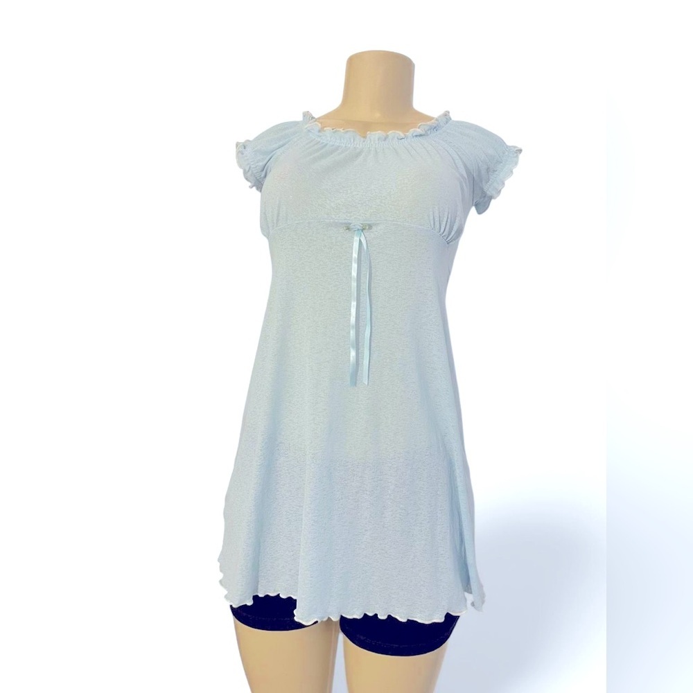 Light Blue Women's Peasant Tunic Top